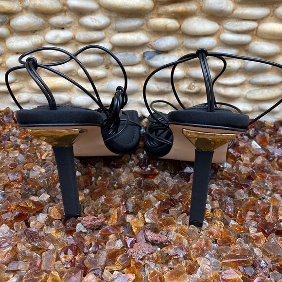 New (NIB): Good American Caged Slanted Sandals in Neoprene Black size 7.5 - Picture 7 of 13